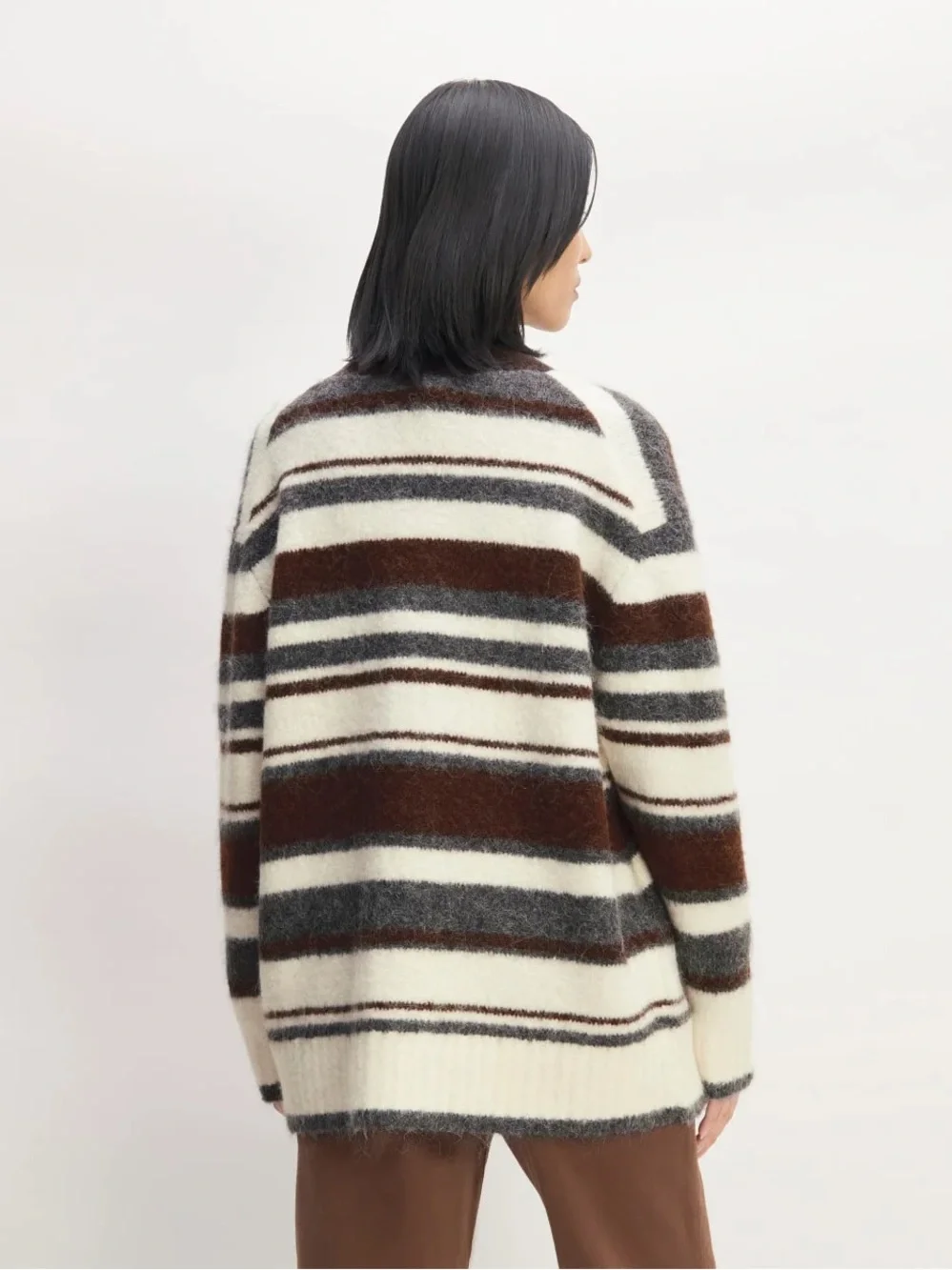 Everlane the Superfuzz Alpaca Wool Striped Cardigan - Picture 3 of 7